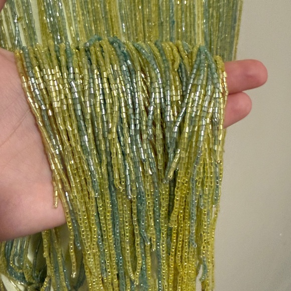 NWT ASOS DESIGN Beaded Fringe Mini Cami Dress in Pale Yellow - Picture 10 of 10